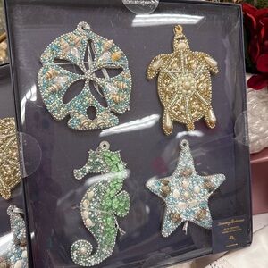 Tommy Bahama Coastal Ornament Set - Gold, Green, Blue set of 8
